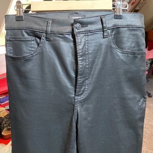 Express High Waisted Coated Black Skinny Jeans size 10 Long
